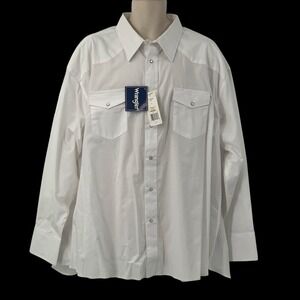 NWT Wrangler Men's Long Sleeve White Western Pearl Snap Shirt Size 3X
